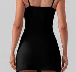 Square Neck Sleeveless Slit Mini Active Dress