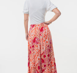 White Birch Full Size High Waisted Floral Woven Skirt