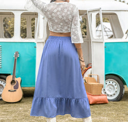 High Waist Ruffle Trim Skirt