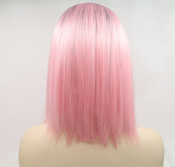 13*3" Lace Front Wigs Synthetic Mid-length Straight 12" 130% Density