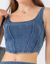 Seam Detail Cropped Denim Tank
