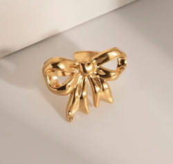 18K Gold-Plated Stainless Steel Bow Ring