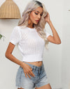 Round Neck Short Sleeve Knit Top