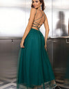Lace-Up Backless Mesh Dress