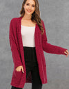Pocketed Open Front Long Sleeve Cardigan