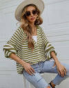 Striped Button Up Long Sleeve Cardigan