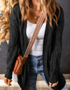 Cable-Knit Dropped Shoulder Slit Cardigan