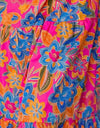 Printed V-Neck Cap Sleeve Pocketed Midi Dress