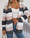 Openwork Striped Open Front Cardigan