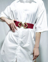 Geometric Buckle Elastic Wide Belt