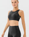 Round Neck Wide Strap Active Bra