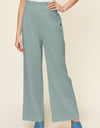 Double Take Full Size Texture Smocked Waist Wide Leg Pants