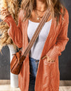 Cable-Knit Dropped Shoulder Slit Cardigan