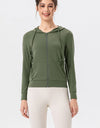 Drawstring Zip Up Hooded Active Outerwear