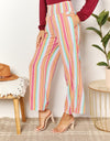 Double Take Striped Smocked Waist Pants with Pockets