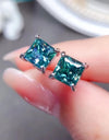 2 Carat Square Moissanite Four-Prong Earrings