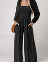 Square Neck Raglan Sleeve Jumpsuit with Pocket