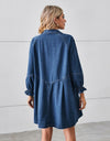 Button Up Flounce Sleeve Mini Denim Dress