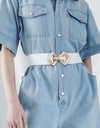 Geometric Buckle Elastic Wide Belt