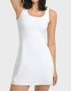 Square Neck Sports Tank Dress with Full Coverage Bottoms