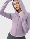 Pocketed Zip Up Hooded Long Sleeve Active Outerwear