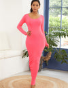 Round Neck Long Sleeve Maxi Wrap Dress