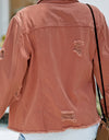 Distressed Raw Hem Denim Jacket