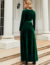 Tie Front Round Neck Long Sleeve Maxi Dress
