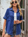 Collared Neck Denim Jacket with Pockets