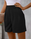 Pocketed Mid-Rise Waist Shorts