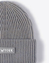 NEWYORK Patch Rib-Knit Cuffed Beanie