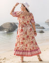 Plus Size Printed Square Neck Ruffle Hem Dress