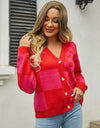 Plaid V-Neck Dropped Shoulder Cardigan