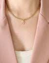 Brass Inlaid Zircon Letter Pendant Necklace