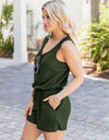Scoop Neck Wide Strap Romper with Pockets
