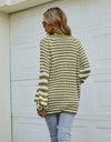 Striped Button Up Long Sleeve Cardigan