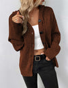 Button-Down Long Sleeve Hooded Sweater