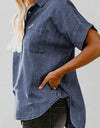 Pocketed Button Up Short Sleeve Denim Shirt