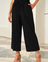 Drawstring Paperbag Waist Wide Leg Pants