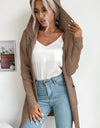 Ribbed Open Front Hooded Cardigan with Pockets