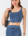 Seam Detail Cropped Denim Tank