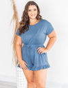 Ruffled Boat Neck Short Sleeve Romper
