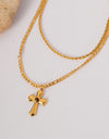 18K Gold-Plated Double Layered Cross Necklace