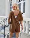 Lovelet Backless Pocketed Round Neck Half Sleeve Romper