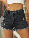 Raw Hem Distressed Denim Shorts