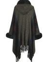 Color Block Fringe Detail Poncho