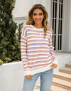 Angel Wings Striped Drop Shoulder Knit Top