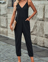 Spaghetti Strap Deep V Jumpsuit with Pockets