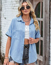 Collared Neck Denim Jacket with Pockets