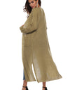 Long Sleeve Open Front Buttoned Cardigan